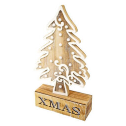 36Cm Pre Lit Led Christmas Tree Led Lights - Wooden Frame 18 Led Xmas Tree -Christmas Xmas Table Home Office Room Decoration - thumbnail 4