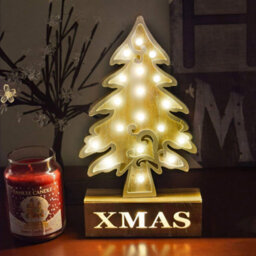 36Cm Pre Lit Led Christmas Tree Led Lights - Wooden Frame 18 Led Xmas Tree -Christmas Xmas Table Home Office Room Decoration - thumbnail 1