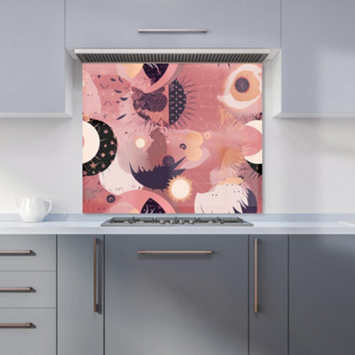 Warren Reed Designer Abstract Red Pink Pattern Premium Glass Kitchen Splashback W600mm X H750mm - image 1