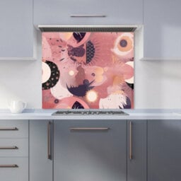 Warren Reed Designer Abstract Red Pink Pattern Premium Glass Kitchen Splashback W600mm X H750mm - thumbnail 1