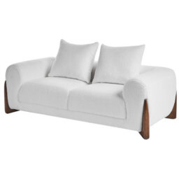 Wyld And Coco Novahome 6-Seater White Boucle Sofa Set With Armrests And Rubberwood Legs - thumbnail 8
