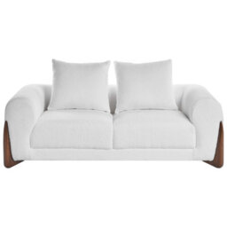 Wyld And Coco Novahome 6-Seater White Boucle Sofa Set With Armrests And Rubberwood Legs - thumbnail 9