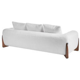 Wyld And Coco Novahome 6-Seater White Boucle Sofa Set With Armrests And Rubberwood Legs - thumbnail 7