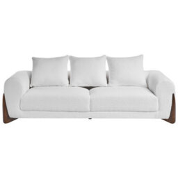 Wyld And Coco Novahome 6-Seater White Boucle Sofa Set With Armrests And Rubberwood Legs - thumbnail 1