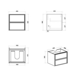 Plum&clay Jenner Clay Wall Hung Vanity Unit & Basin Set (W)500mm (H)500mm - thumbnail 3