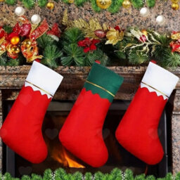 Amorly 18Pcs Red Green Christmas Stockings, Hanging Sock Ornaments For Christmas Tree, Fireplace Mantel And Staircase Xmas Displays - thumbnail 3