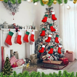 Amorly 18Pcs Red Green Christmas Stockings, Hanging Sock Ornaments For Christmas Tree, Fireplace Mantel And Staircase Xmas Displays - thumbnail 6