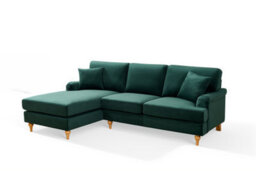 Velvet Green Left Hand Facing Corner Sofa Hamilton - thumbnail 2