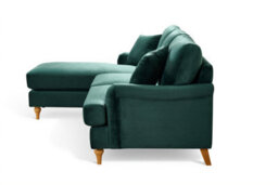 Velvet Green Left Hand Facing Corner Sofa Hamilton - thumbnail 3