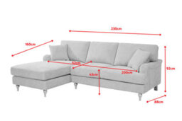 Velvet Green Left Hand Facing Corner Sofa Hamilton - thumbnail 4
