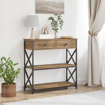 Walplus Console Table With Drawer Artisan Oak 75 X 28 X 75 Cm - image 1