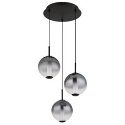 Luminosa Lighting Luminosa Lacy Cluster Pendant Ceiling Light Matt Black, Smoke Glass Shades, 3X Led 3000K - thumbnail 3