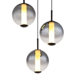 Luminosa Lighting Luminosa Lacy Cluster Pendant Ceiling Light Matt Black, Smoke Glass Shades, 3X Led 3000K - thumbnail 4