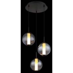 Luminosa Lighting Luminosa Lacy Cluster Pendant Ceiling Light Matt Black, Smoke Glass Shades, 3X Led 3000K - thumbnail 5