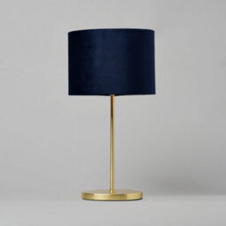Litecraft Oval Brass Stick Table Lamp With Blue Velvet Shade - thumbnail 4