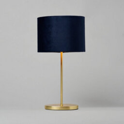 Litecraft Oval Brass Stick Table Lamp With Blue Velvet Shade - thumbnail 3