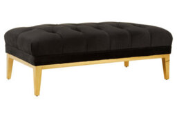Premier Housewares Interiors By Premier Rectangular Chesterfield Ottoman,quilted Upholstered Footstool,button-Tufted Pouf,gold Based Velvet Footrest - thumbnail 3
