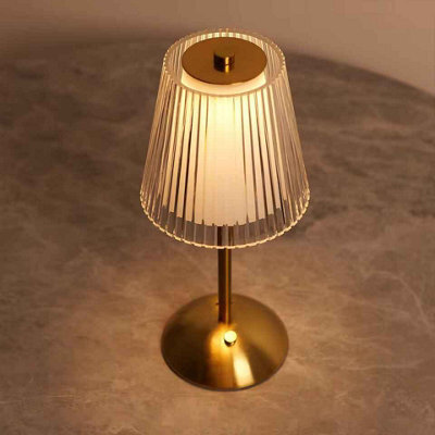 Touch Sensor Led Table Lamp Rechargeable 3 Color Adjustable Bedside Light Golden - image 1