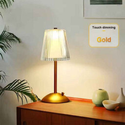 Touch Sensor Led Table Lamp Rechargeable 3 Color Adjustable Bedside Light Golden - thumbnail 6