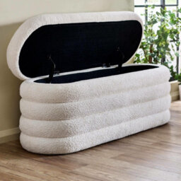 Oakham Premium Belleford Upholstered Ottoman Storage Bench In Beige Boucle - thumbnail 4