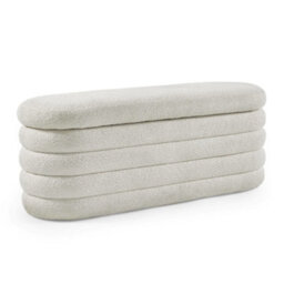 Oakham Premium Belleford Upholstered Ottoman Storage Bench In Beige Boucle