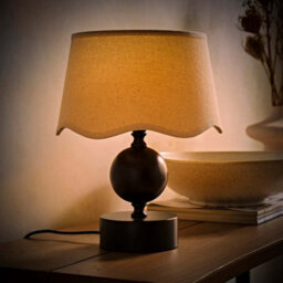 Valuelights Anthony Candlestick Table Lamp With Linen Scallop Shade And Bulb - thumbnail 3