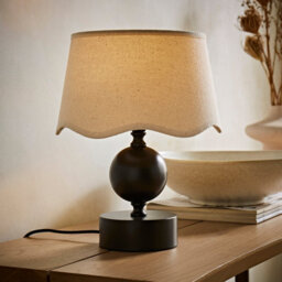 Valuelights Anthony Candlestick Table Lamp With Linen Scallop Shade And Bulb - thumbnail 1