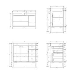 Royal Bathrooms Verona 800mm Matt Black Floor Standing Bathroom Vanity Unit 2 Door, 4 Drawer Cabinet With Ceramic Basin & Brushed Brass Knob - thumbnail 8