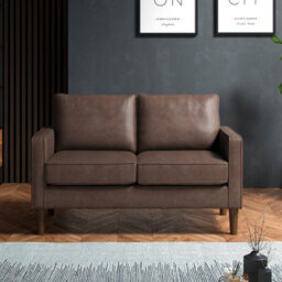 Furnishings For Less UK Bexhill Brown Faux Leather Boxed Arm Sofa Suite 3 + 2 Sofas - thumbnail 5