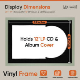 "AK Frames 25X17"" Green Modern Vinyl Record Frame With Black Mount For 12 Inch Lp Cover & Disc - Overlapped Design" - thumbnail 2