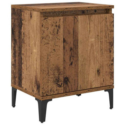 Berkfield Rustic Old Wood Nightstand Old Wood Solid Wood, Metal 40 X 30 X 50 Cm - image 1