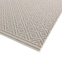 Grey Outdoor Rug, Geometric Stain-Resistant Rug For Patio Decks Garden Balcony, 4mm Modern Outdoor Rug-66 X 240Cm (Runner) - thumbnail 3