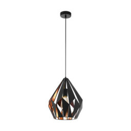 Eglo Carlton 1 Black And Copper Metal 1 Light Hanging Pendant, (D) 31Cm - thumbnail 2