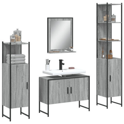 Berkfield 4 Piece Bathroom Cabinet Set Grey Sonoma Engineered Wood - image 1