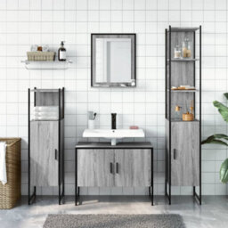 Berkfield 4 Piece Bathroom Cabinet Set Grey Sonoma Engineered Wood - thumbnail 3