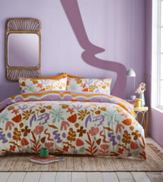 Furn. Amelie Floral Reversible Duvet Cover Set, Super King, Orange - thumbnail 2