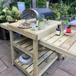Garden Pizza Oven Table Wooden Outdoor Dining Bbq Side Serving Table Shelf By Zest Outdoor Living - thumbnail 4