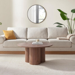 Furniturebox Uk Sutton Round Walnut Veneer Wood Coffee Table - thumbnail 2