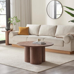 Furniturebox Uk Sutton Round Walnut Veneer Wood Coffee Table - thumbnail 1