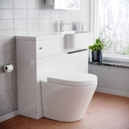 Nes Home Right Hand Basin Vanity Unit, With Black Handles, Wc Unit & Rimless Toilet - thumbnail 3