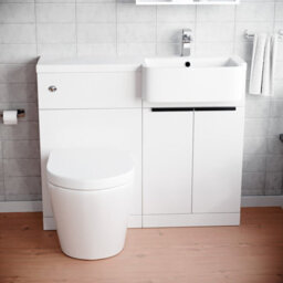 Nes Home Right Hand Basin Vanity Unit, With Black Handles, Wc Unit & Rimless Toilet - thumbnail 2