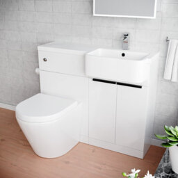 Nes Home Right Hand Basin Vanity Unit, With Black Handles, Wc Unit & Rimless Toilet - thumbnail 5