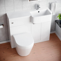 Nes Home Right Hand Basin Vanity Unit, With Black Handles, Wc Unit & Rimless Toilet - thumbnail 4