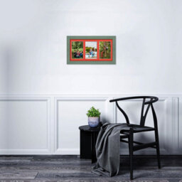 AK Frames 40X20Cm Green Classic Multi Photo Frame With Poppy Red Mount - Holds 3 Apertures (3X) 6X4 Photos - thumbnail 3