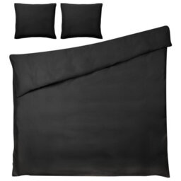Beliani Duvet Cover Set Parkrose 200 X 200 Cm Sateen Cotton Black - thumbnail 4