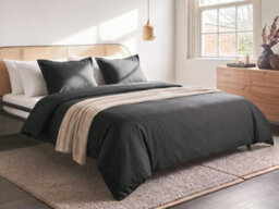 Beliani Duvet Cover Set Parkrose 200 X 200 Cm Sateen Cotton Black - thumbnail 2
