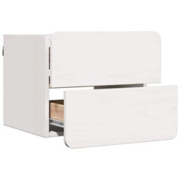Berkfield Modern Bedside Table With Drawer White 39 X 34 X 33 Cm Solid Pine Wood - thumbnail 5