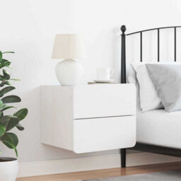 Berkfield Modern Bedside Table With Drawer White 39 X 34 X 33 Cm Solid Pine Wood - thumbnail 4