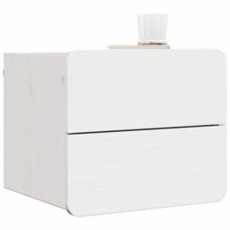 Berkfield Modern Bedside Table With Drawer White 39 X 34 X 33 Cm Solid Pine Wood - thumbnail 3