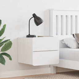 Berkfield Modern Bedside Table With Drawer White 39 X 34 X 33 Cm Solid Pine Wood - thumbnail 2